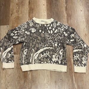 VINTAGE Saturdays Cotton Knit Long Sleeve Pullover Size - Large 80s black cream